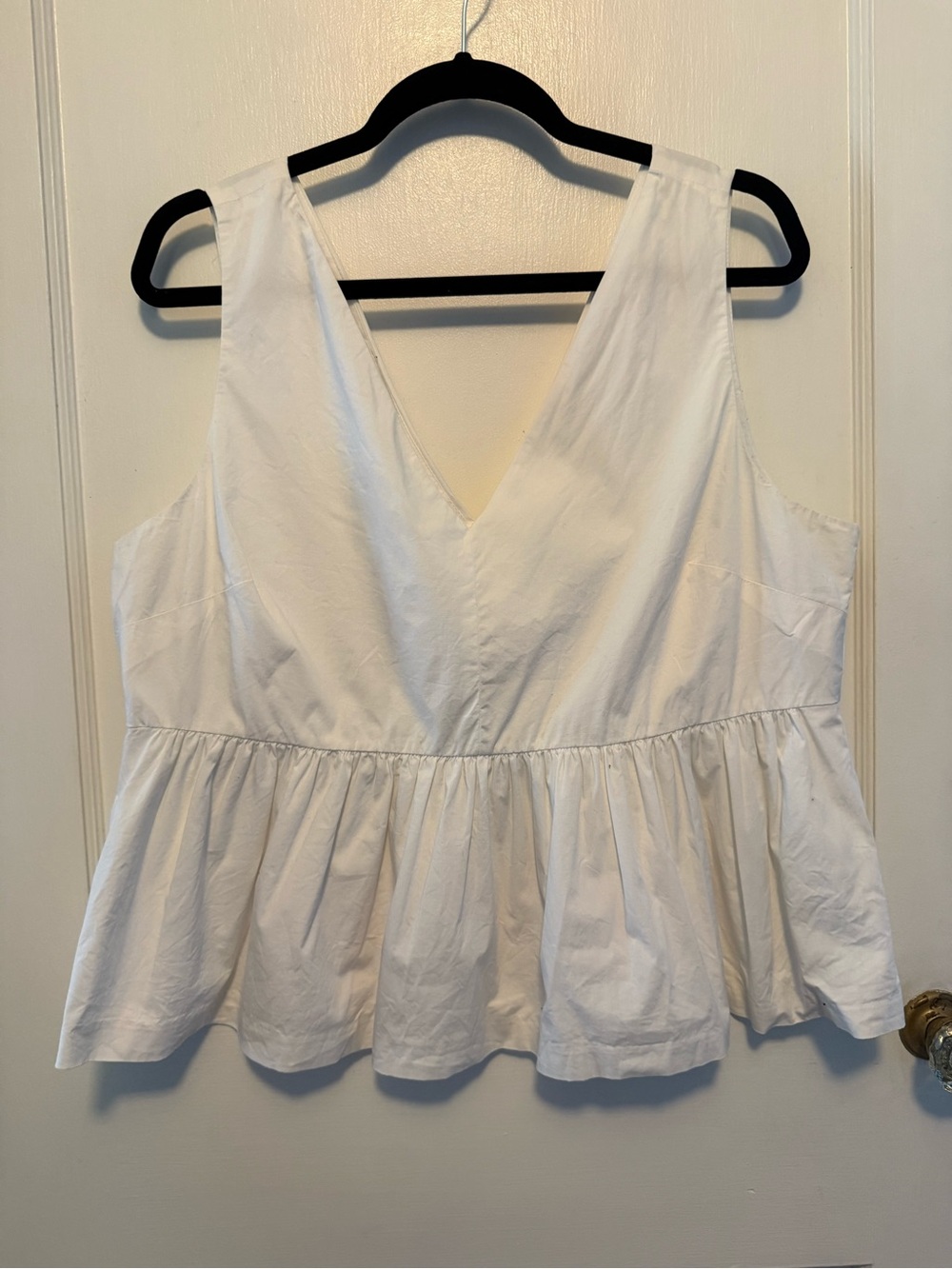 J. Crew White V-Neck Peplum Camisole